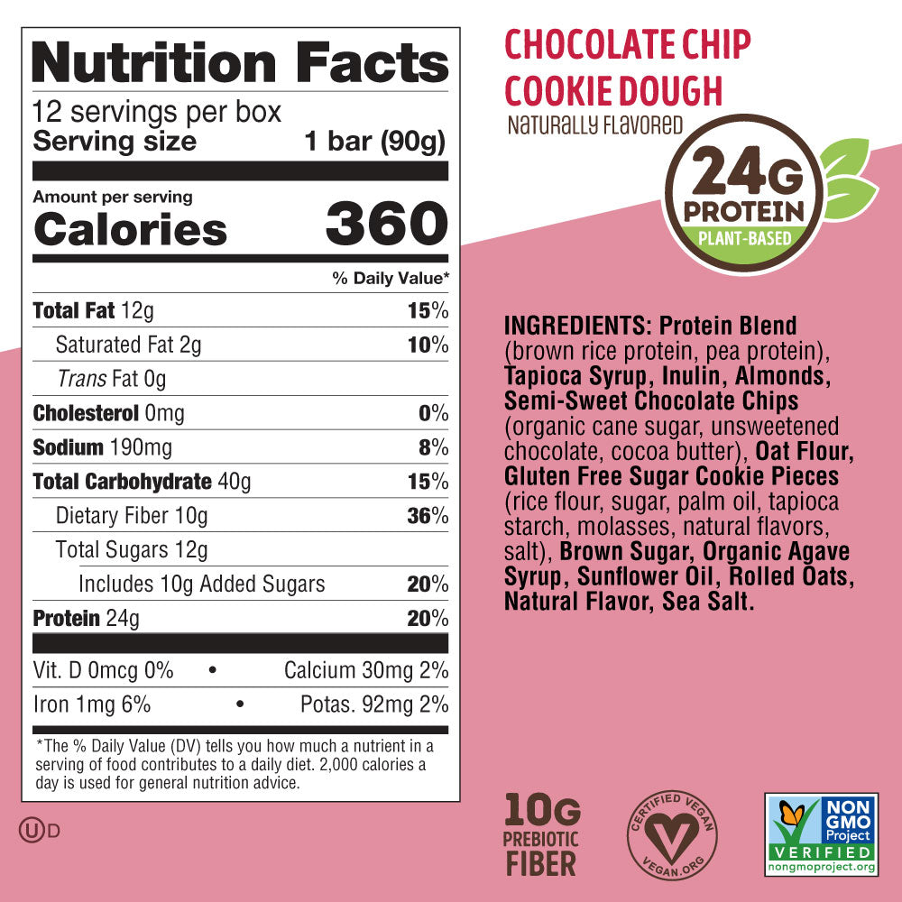 Cookie-fied® Big Bar Chocolate Chip Cookie Dough- Box of 12