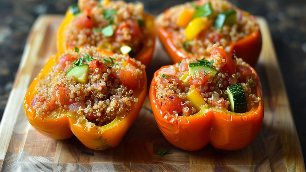 Tempeh and Quinoa Stuffed Peppers